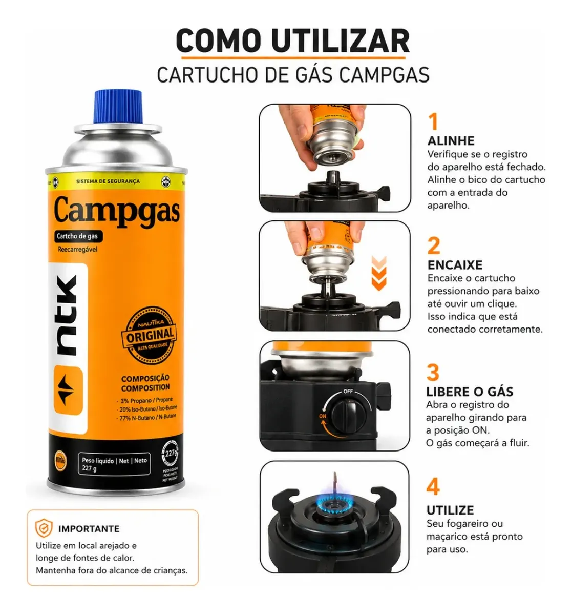 Gás Refil Maçarico, Fogareiro gas Nautika - imagem 3