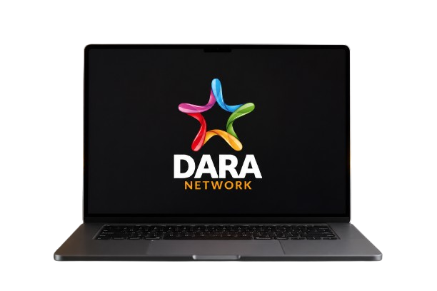 Notebook com a identidade Dara Network